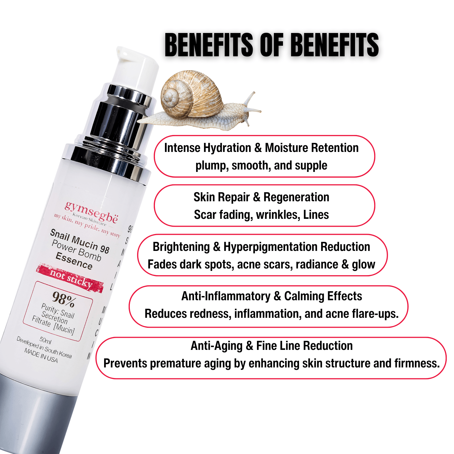 Benefits of the 98% snail mucin essence