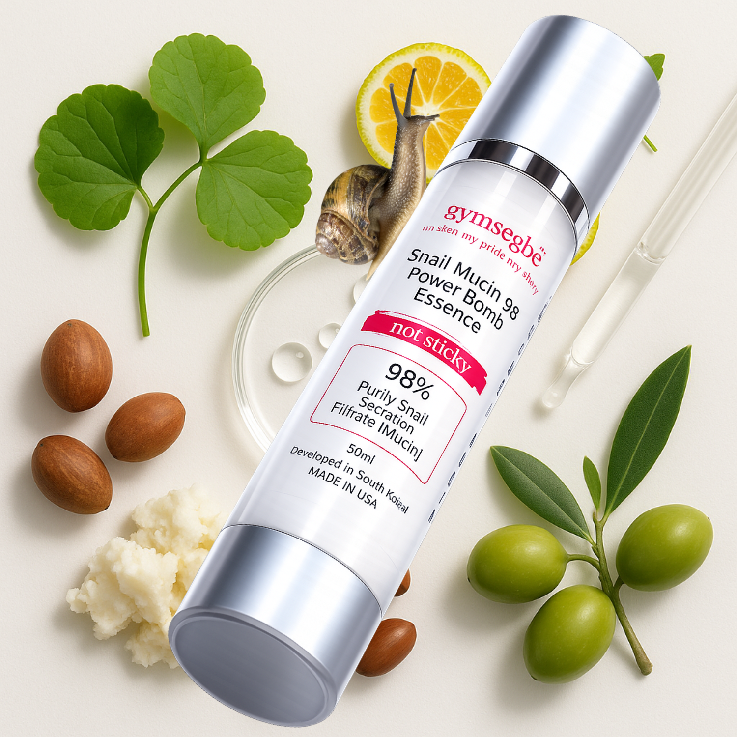 Snail mucin essence ingredient background image