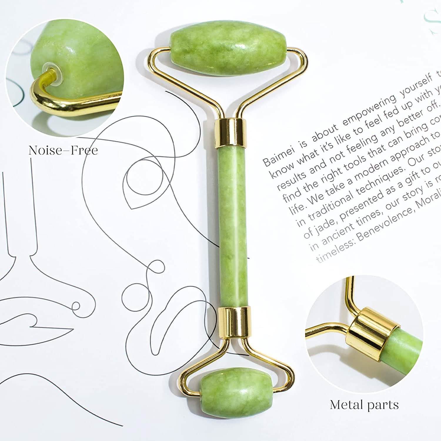 Jade roller and gua sha set laid out together