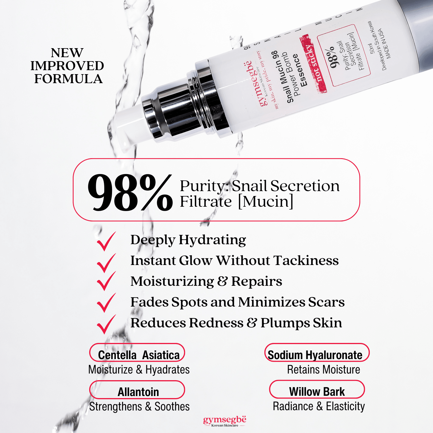 Infographic on the purity of the 98% snail mucin essence